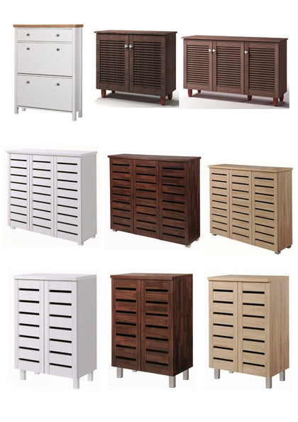 2 3 Doors Shoe Storage Cabinet Tall Cupboard White Dark Rustic Sonoma Oak Grey