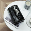Leather Tissue Box Cover Marbling Napkin Paper Holder Case for Home Hotel Office
