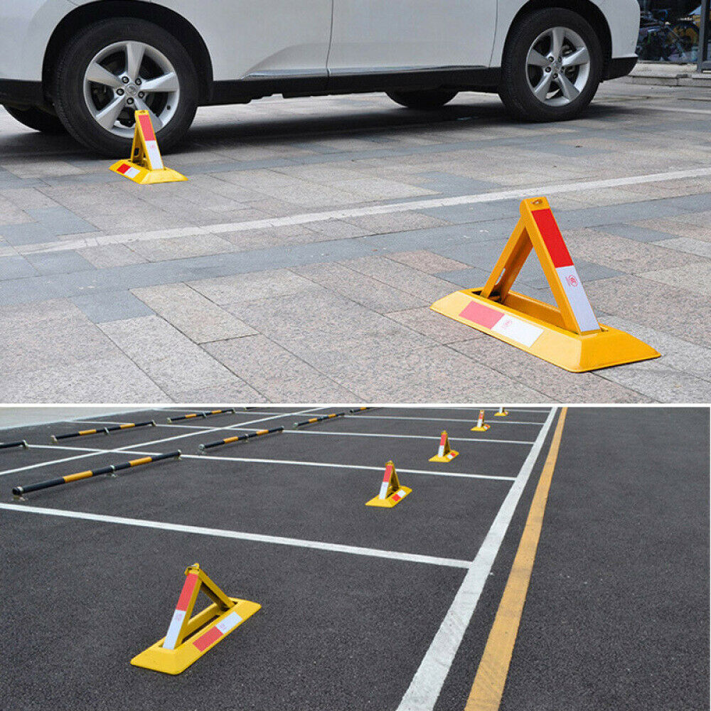 HEAVY DUTY FOLDING AUTO PARKING BARRIER BOLLARD SECURITY CAR PARK POST LOCK SET