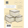 Set Of 3 Foldable Cube Storage Folding Fabric Clothes Basket with Lid Box Beige