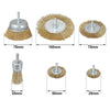 6pcs Brass Wire Wheel / Cup Brush Set Use With Rotary Drill And Drills