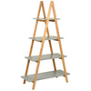 4 Tier Grey Wooden Ladder Shelf Bookcase Display Unit Bamboo Shelves