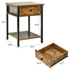 Industrial Style Bedside Table Vintage Side End Lamp Plant Cabinet Stand Rustic