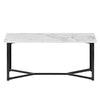 COFFEE TABLE WITH MARBLE EFFECT TOP AND BLACK METAL LEGS LIVING ROOM FURNITURE