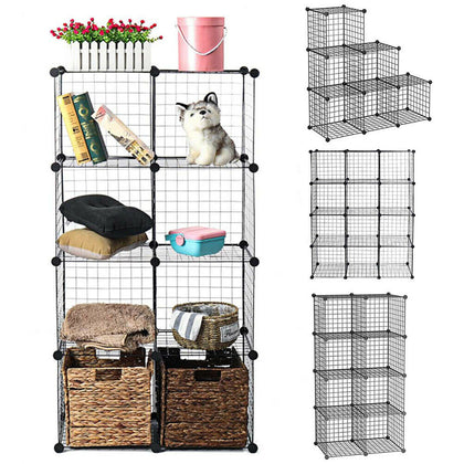 6/8/12 Cube Storage Shelf Rack DIY Wire Grid Bookcase Display Cabinet Shelving