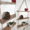 Rustic Shabby Chic Handmade Rope Shelves Wooden Natural Wood Hanging 3 Tier 40cm