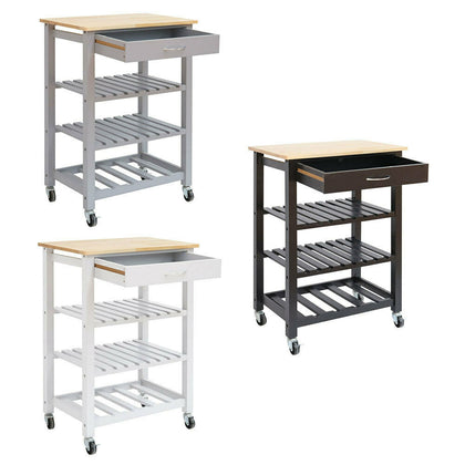 Kitchen Island Trolley Food Tableware Shelves Storag Dining Serving Cart Rolling