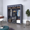 Mondeer Grey/Black Canvas Wardrobe Storage Organiser Hanging Rail Fabric