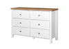 6 Drawer Bedroom Cabinet Chest of Drawers White and Oak