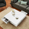 Coffee Table with 2 Storage Drawers Modern Home Living Room Table 4 Metal Legs