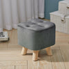 Luxury Padded Wooden Footstool Ottoman Square/Round Pouffe Stool Wood 4 Legs UK