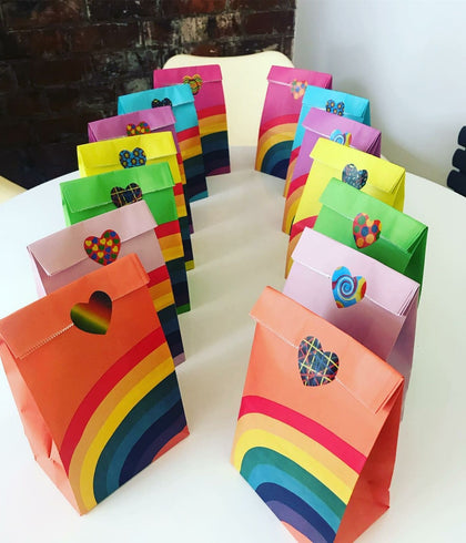 Eco Friendly Rainbow Isolation Paper Party Food Bags Recyclable Zero Waste