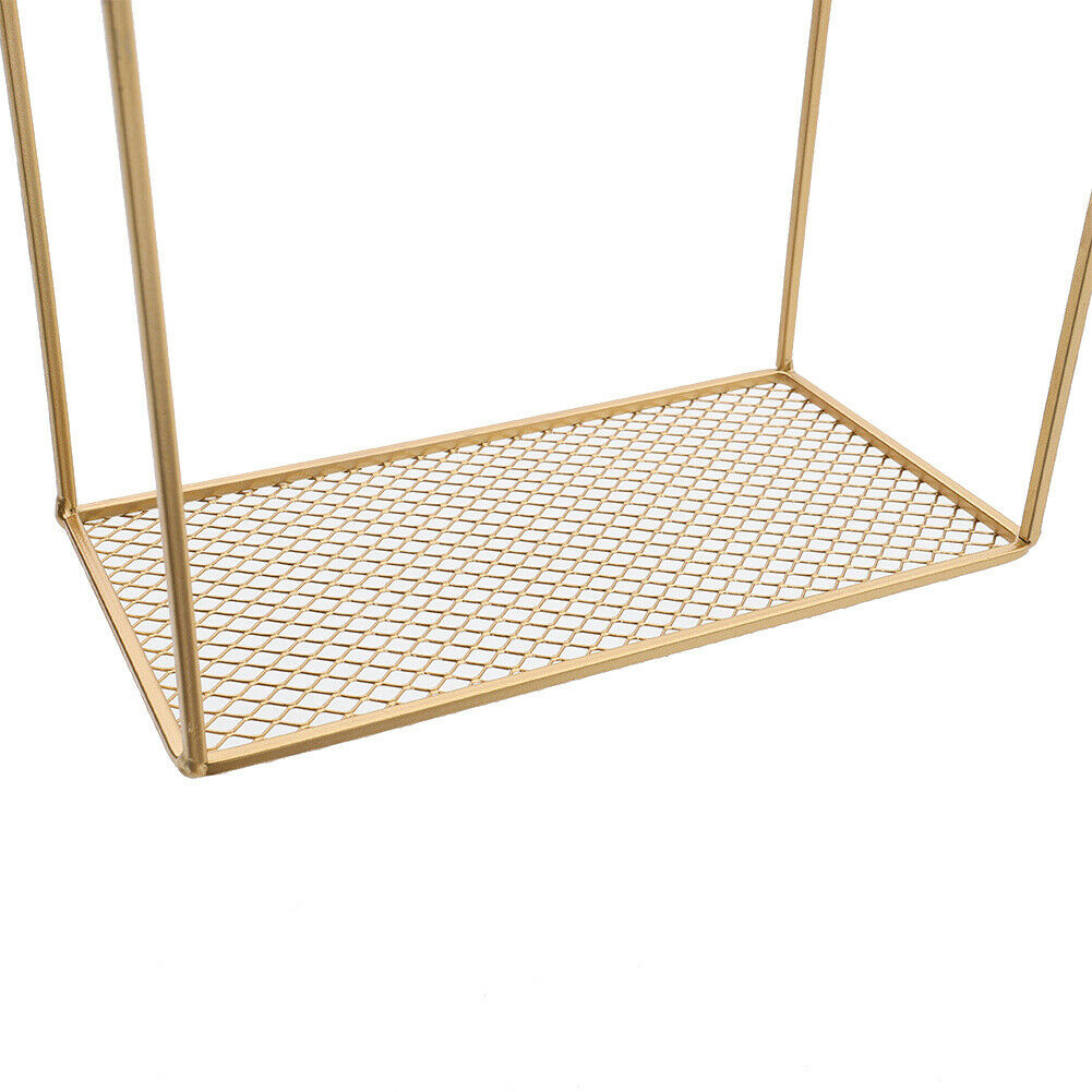 2pcs Floating Modern Gold Wall Shelf Storage Shelves Metal Bookcase Rack Decor