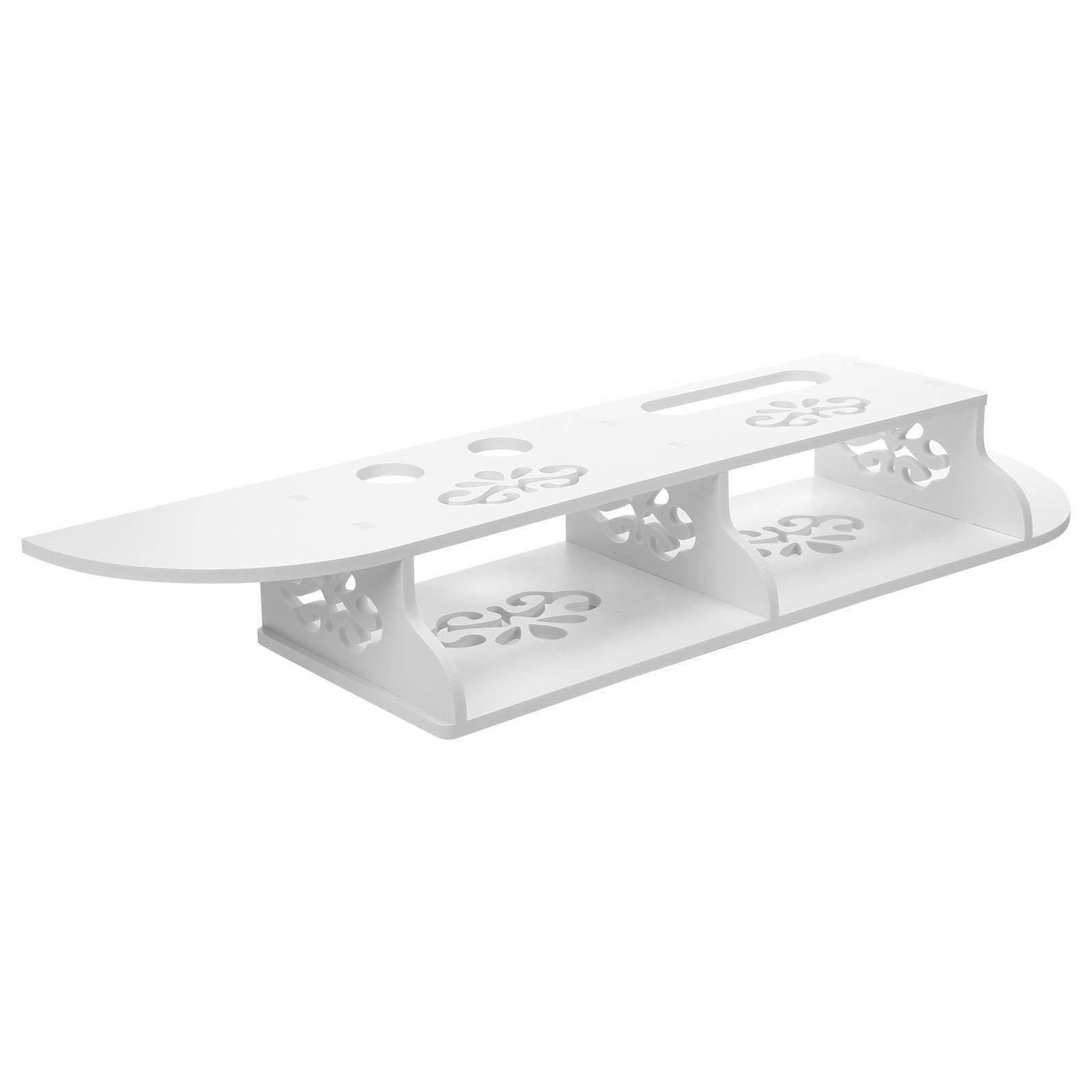 Hollow Carved 2 Tier Floating Wall Shelves for TV CD DVD Bookcase Storage Unit