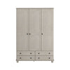White Wash Pine 3 Door Triple Wardrobe with Drawers - Hampton HPT003