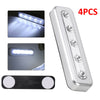 4 X Silver Push Lights Strip Sticker Battery Lamp Closet Cupboard Lighting