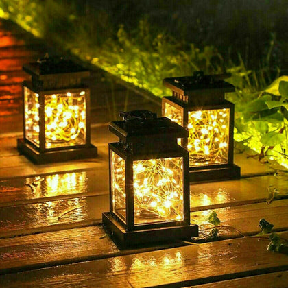 3Pcs Waterproof LED Solar Powered Hanging Lantern Lights Outdoor Garden Lamp UK