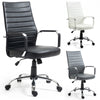 Executive Office Chair Swivel Ribbed High Back Leather Chair Computer Desk Chair