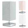 Modern Touch Table Lamps Chrome Square Fabric Lampshades LED Light Bulb Lighting