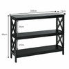3-Tier Console Table X-design Wooden Hall Desk Side End Table W/ Shelf Black