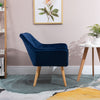 Luxe Velvet Chair Armchair w/ Wide Slanted Accent Back Wood Legs Blue