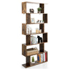 6-tier Bookcase Industrial S-Shaped Bookshelf Wooden Storage Display Shelf Home