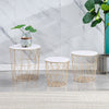 Set of 3 Round Nesting Tables with Wooden Top End Table Coffee Side Tables White