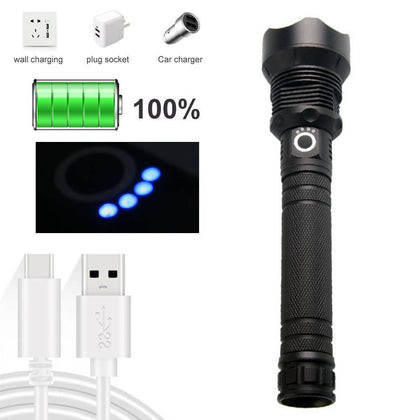 900000LM High Power xhp70.2 Zoomable Flashlight LED Battery Rechargeable Torch