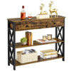 Industrial Console Table with Drawer & 2 Open Shelves Versatile Entryway Table