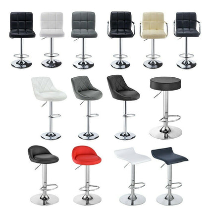2x Bar Stools Gas Lift Swivel Stool Hub Club Cafe Breakfast Chairs PU Leather UK
