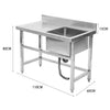 Stainless Steel Commercial Single Bowl Kitchen Sink Catering Prep Table Worktop