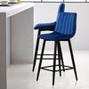 2pcs Barstools Set Velvet Fabric Faux Leather Padded Metal Legs Breakfast Chairs