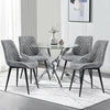 2x Slope Dining Chairs Fabric Curved Seat Black Metal Legs Kitchen Living Room