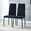 Set of 2 Dining Chairs Velvet Padded Seat Metal Legs Kitchen Dining Room Black