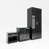 Modern High Gloss Wardrobe Chest of Drawers Bedside Table Bedroom Furniture Set