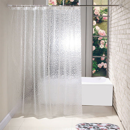 3D Plastic Shower Curtain Liner 180x180cm Bathroom Curtains with 12 Free Hooks