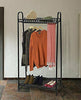 Two Tier Vintage Style Black Steel Clothes Rack with Two Storage Shelves