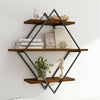 Rustic Wood Geometric Style Wall Floating Shelves for Bedroom Bathroom Kitchen