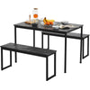 3 Piece Dining Table and Bench Set 4-Person Space-Saving Kitchen Dinng Room