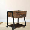 Industrial Bedside Table Vintage Nightstand Storage 1 Drawer Cabinet Lamp Unit