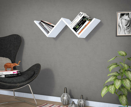 Amaryllis Modern Wall Mounted Floating Bookshelf, Stylish Wood Wall Decor