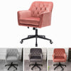 Midback Office Chair Velvet/Linen Fabric Button Adjustable Barber Chairs w/Wheel