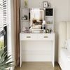 Vanity Set Makeup Dressing Table LED Lights and Slid Mirror 2 Drawer Cabinet