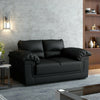 Luxury 2, 3 Seater Black Brown Faux Leather Sofa Padded Settee Armchair Lounger
