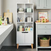 Bookcase White Bookshelf 6 Cubes Displaying Cabinet 2 Doors Kitchen Cupboard