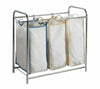 Chrome Laundry Washing Basket Bin Sorter 3 Removable Canvas Compartments