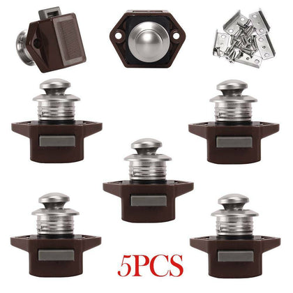 5X 20mm Brown Push Button Catch Cupboard Pop Up Knob Camper Lock Handle Latch UK