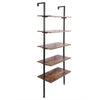 5 Tier Ladder Style Shelving Unit Reclaimed Wood Metal Lean Display Shelves