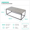 Industrial Coffee Table Rectangular Metal Frame Grey Modern Portable Living Room