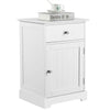 White Bedside Table Bedside Cabinet with Drawer & Door for Bedroom Living Room